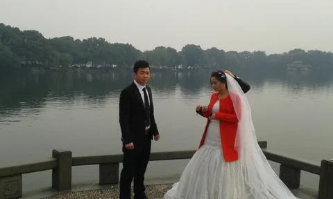 Wedding on the bridge Stock Photos