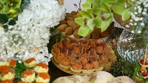 Wedding buffet delicious fresh appetizing 37 Video stock 315407763