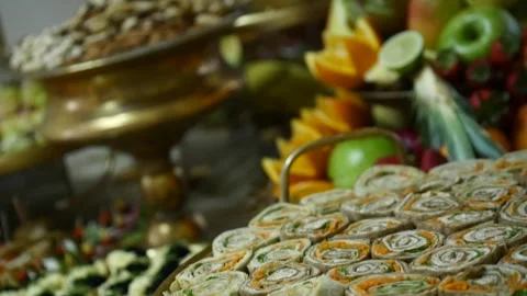 Wedding buffet delicious fresh appetizing 23 Video stock 315408149
