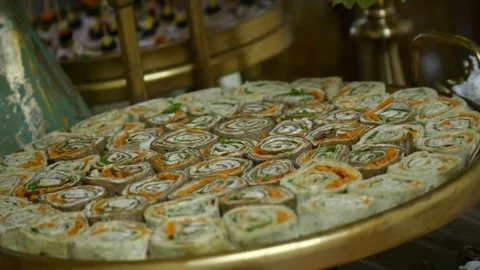 Wedding buffet delicious fresh appetizing 20 Stock Footage 315408152