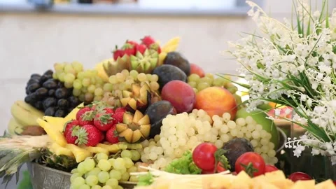 Wedding buffet delicious fresh appetizing 3 Video stock 315408381