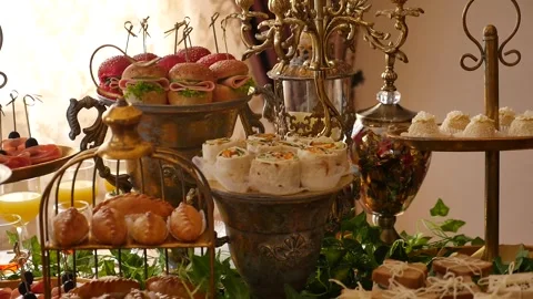 Wedding buffet delicious fresh appetizing  136 Stock Footage 315408684