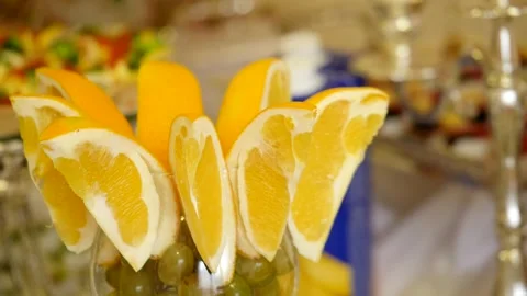 Wedding buffet delicious fresh appetizing  128 Stock Footage 315408762