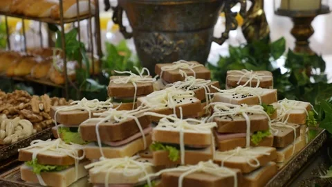 Wedding buffet delicious fresh appetizing  123 Stock Footage 315408772