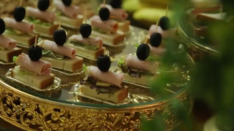 Wedding buffet delicious fresh appetizing  84 Stock Footage 315408985