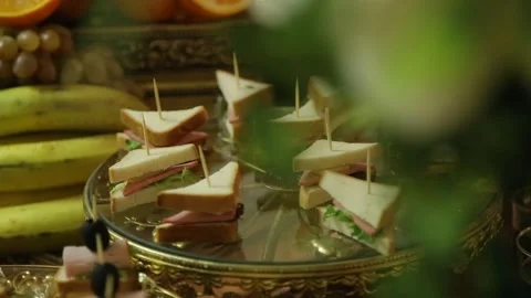 Wedding buffet delicious fresh appetizing  83 Stock Footage 315409011