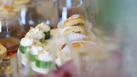 Wedding buffet delicious fresh appetizing  52 Stock Footage 315409200