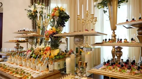 Wedding buffet delicious fresh appetizing  51 Video stock 315409216