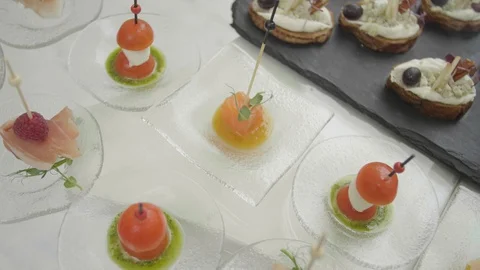 Wedding buffet, snacks3 Stock Footage 128721373