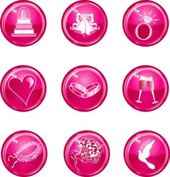 Wedding Button Icons Stock Illustration