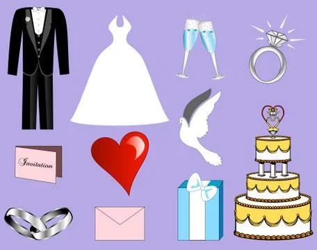 Wedding Button Icons Stock Illustration