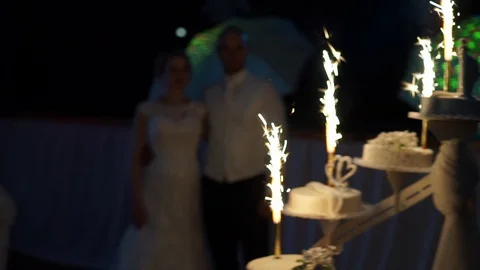 Wedding cake and sparkling lights Stock Footage 104341533
