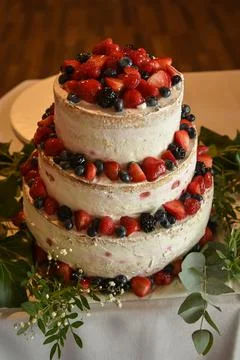 Wedding Cake with Berries Stock Photos