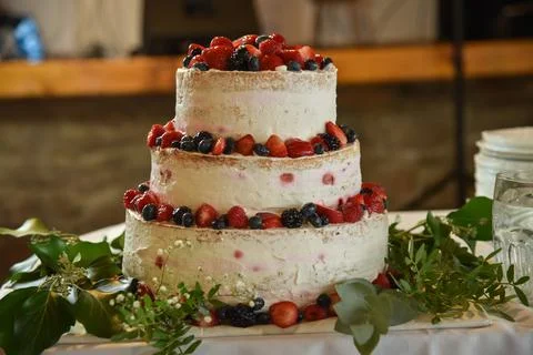 Wedding Cake with Berries Stock Photos