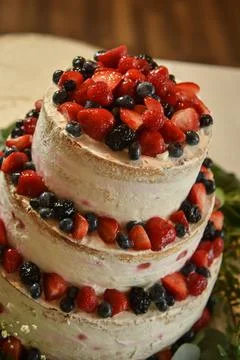 Wedding Cake with Berries Stock Photos