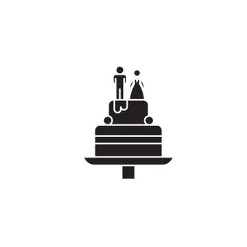 Wedding cake black vector concept icon. Wedding cake flat illustration, sign Illustrazione stock
