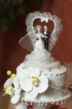 Wedding Cake on blurry background Stock Photos