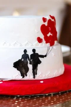 Wedding Cake on blurry background Stock Photos
