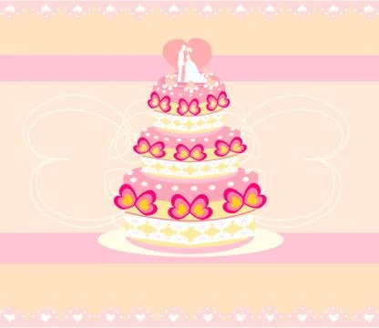 Wedding cake card design Stock Illustration