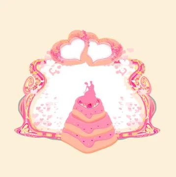 Wedding cake card design Stock Illustration
