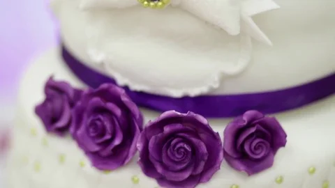 Wedding cake closeup tilt Stock Footage 78559814