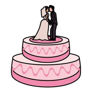 Wedding cake couple dessert Ilustração Stock
