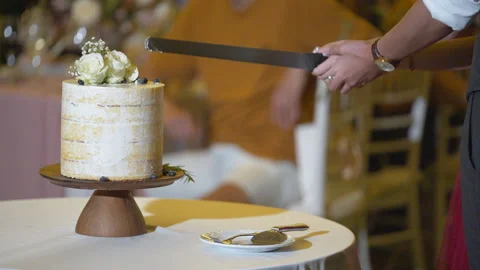 Wedding cake cutting knife Stock Footage 156400390
