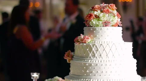 Wedding Cake With Dancing In Background Stock Footage 53526058