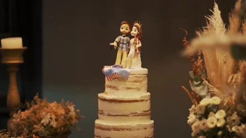 Wedding cake decorated with elements representative of Argentina and the Stock Footage 270234531
