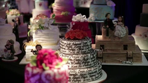 Wedding cake with figurines Stock Footage 77053958