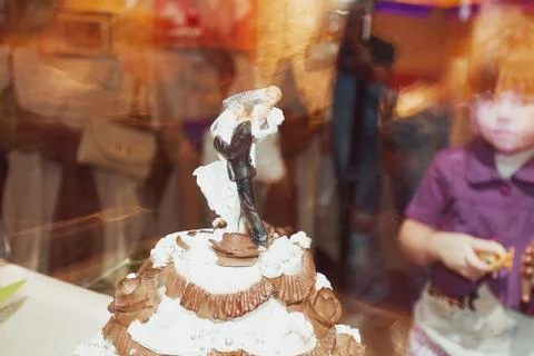 Wedding cake with figurines 写真素材