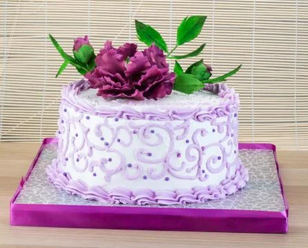 Wedding cake with flower Stock Photos