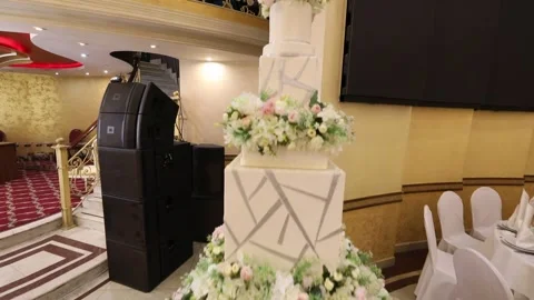 Wedding cake with flowers 3 Stock Footage 314620438