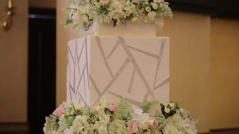 Wedding cake with flowers 5 Stock Footage 314620475