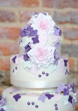 Wedding cake flowers Stock Photos