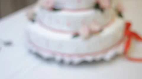 Wedding cake with fresh flowers Stock Footage 59944596