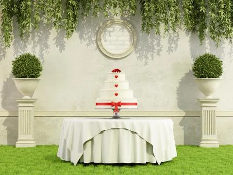 Wedding cake in a garden Stock Illustration