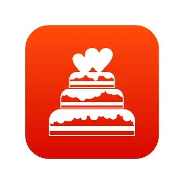 Wedding cake icon digital red Ilustração Stock