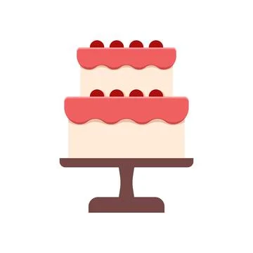 Wedding cake icon in flat colorful style. Bakery pie vector illustration on.. Stock Illustration