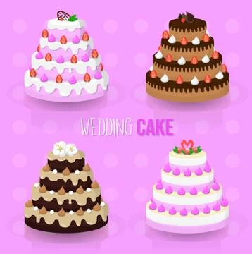 Wedding cake illustration vector set Stock Illustration