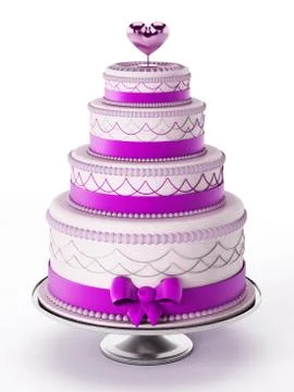 Wedding cake isolated on white background. 3D illustration Stock Illustration