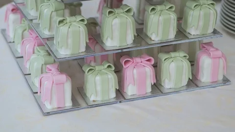 Wedding Cake With Marzipan Presents And Flowers Stock Footage 126700482
