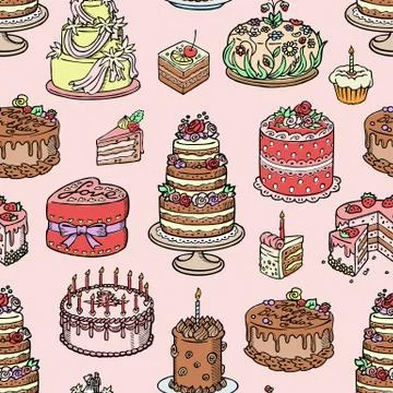 Wedding cake pie hand drawn style sweets dessert bakery ceremony delicious Stock Illustration