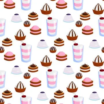 Wedding cake pie sweets dessert bakery flat simple style seamless pattern Stock Illustration