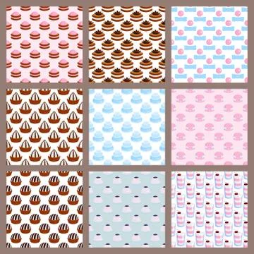 Wedding cake pie sweets dessert bakery flat simple style seamless pattern イラスト素材