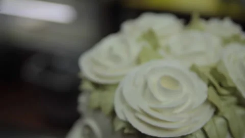 A wedding cake with rack focus Stock Footage 231414022