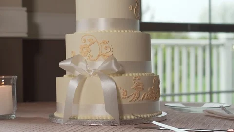 Wedding Cake at Reception Close Up Stock Footage 108064937
