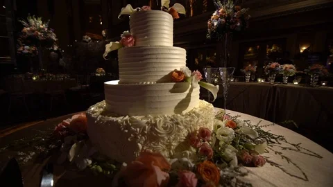 Wedding Cake at Reception Stock Footage 87094318