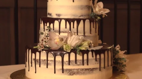 Wedding Cake at Reception Stock Footage 105416375