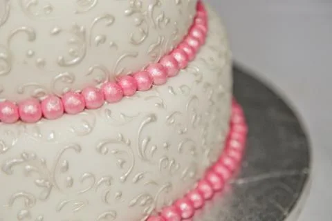 Wedding Cake with red orchids Stock Photos